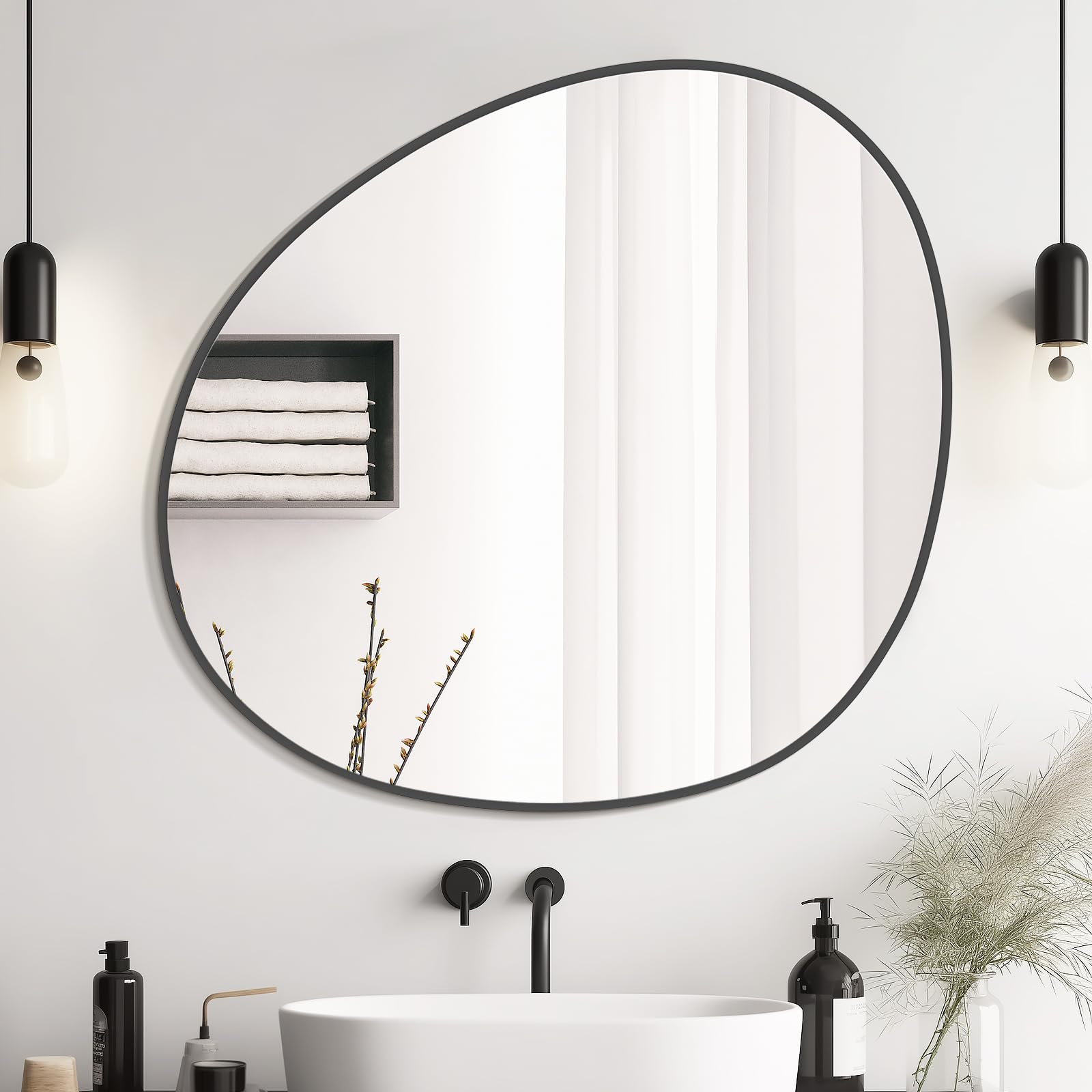 WallBeyond Asymmetrical Mirror, Irregular Mirror Full Length, Boho Wall Mirrors Decorative for Bedroom Living Room Entryway Hall, Mid Century Modern Decor 48" H x 22" W Gronata