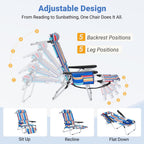 DoCred Heavy Duty Chaise Lounge Chair, Adjustable 5-Position Folding Chaise Lounge Chairs for Outside, Portable Lay Flat Beach Lounge Chair for Outdoor Sunbathing Beach Pool Lawn Camping Gronata