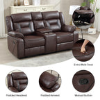 EBELLO Faux Leather Recliner Sofa Furniture Set for Living Room, 2 Recliner Chairs, 3 Seat Reclining Sofa Couch Set for Meeting Room, Brown Gronata