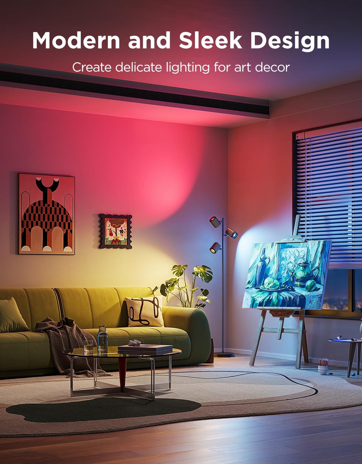 Govee Tree Floor Lamp Compatible with Matter, 3 Rotatable Lights with LuminBlend Technology, Standing Lamp with 64 Dynamic Scenes, Music Sync, Ideal Floor Lamp for Living Room, Bedroom, Office Gronata