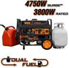 WEN 4,750-Watt 120V/240V Dual Fuel Portable Generator with Wheel Kit and Electric Start (DF475T) Gronata