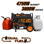 WEN 4,750-Watt 120V/240V Dual Fuel Portable Generator with Wheel Kit and Electric Start (DF475T) Gronata