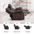 EBELLO Faux Leather Recliner Sofa Furniture Set for Living Room, 2 Recliner Chairs, 3 Seat Reclining Sofa Couch Set for Meeting Room, Brown Gronata