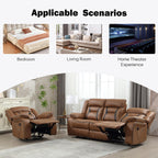 EBELLO Faux Leather Recliner Sofa Furniture Set for Living Room, 2 Recliner Chairs, 3 Seat Reclining Sofa Couch Set for Meeting Room, Brown Gronata