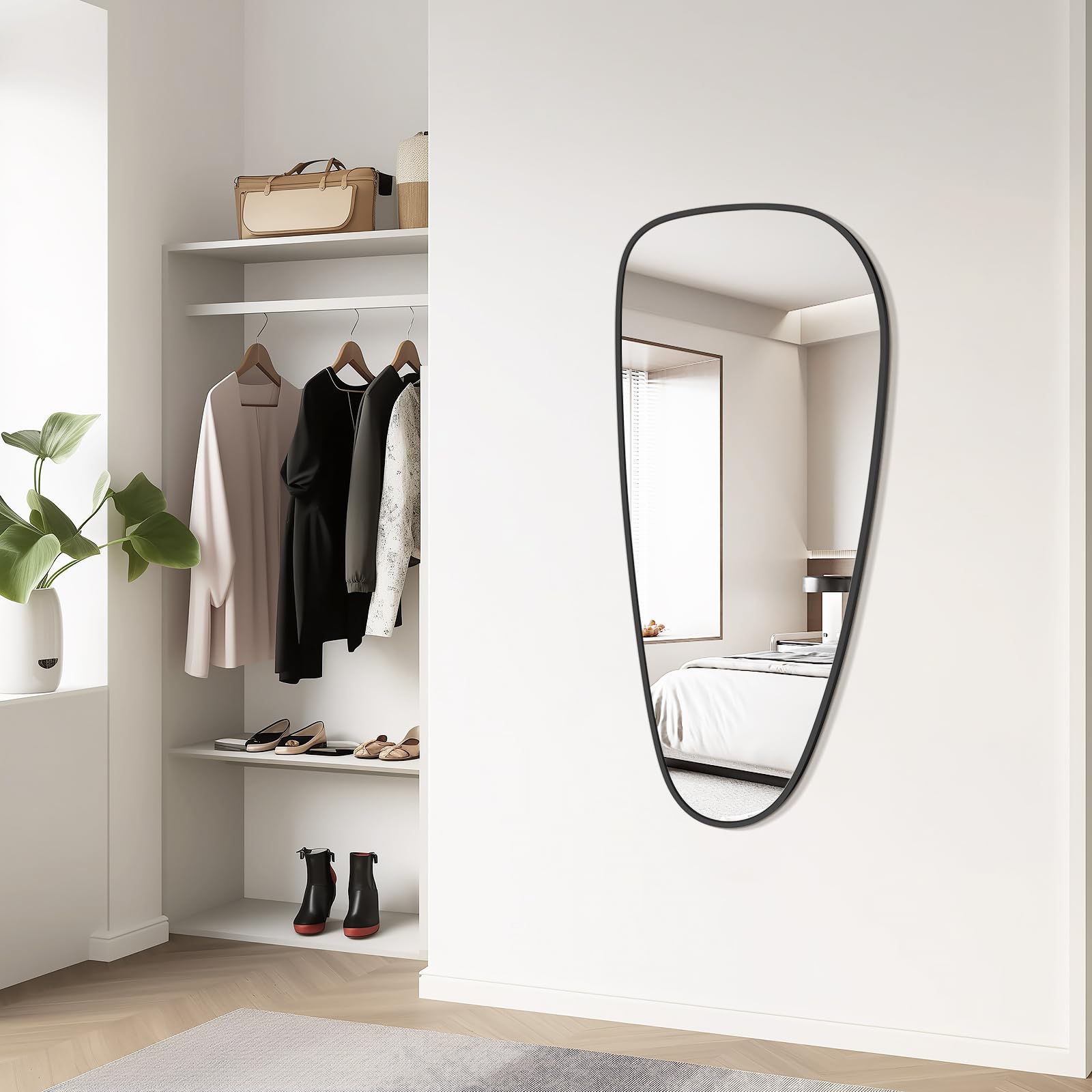 WallBeyond Asymmetrical Mirror, Irregular Mirror Full Length, Boho Wall Mirrors Decorative for Bedroom Living Room Entryway Hall, Mid Century Modern Decor 48" H x 22" W Gronata