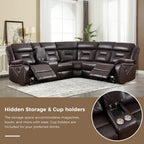 EBELLO Faux Leather Recliner Sofa Furniture Set for Living Room, 2 Recliner Chairs, 3 Seat Reclining Sofa Couch Set for Meeting Room, Brown Gronata