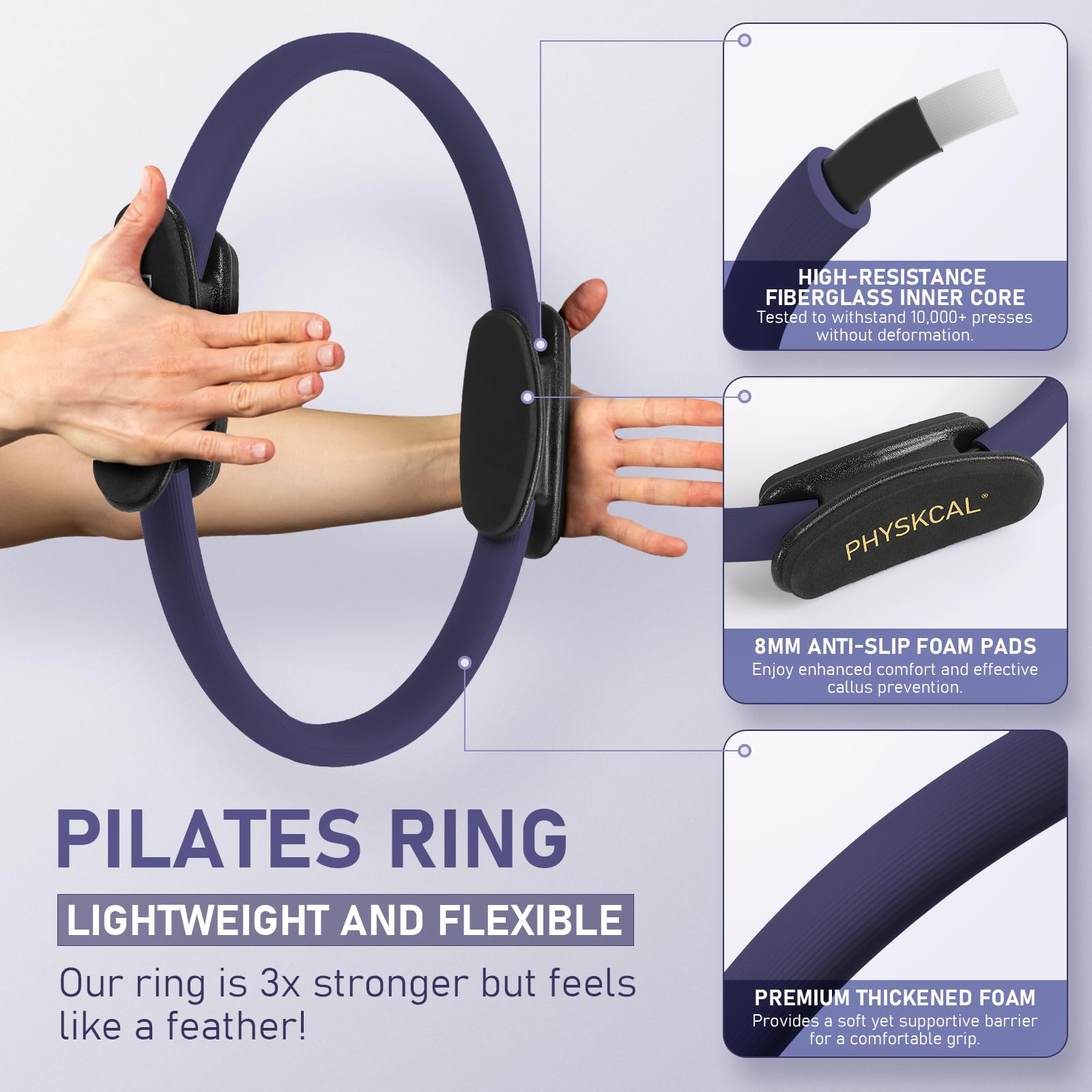 PhysKcal Pilates Ring Set, Magic Ring with 1x Core Ball, 3X Resistant Loop and 2X Flex Band, Pilates on Mat Essential Kit (Nude) Gronata