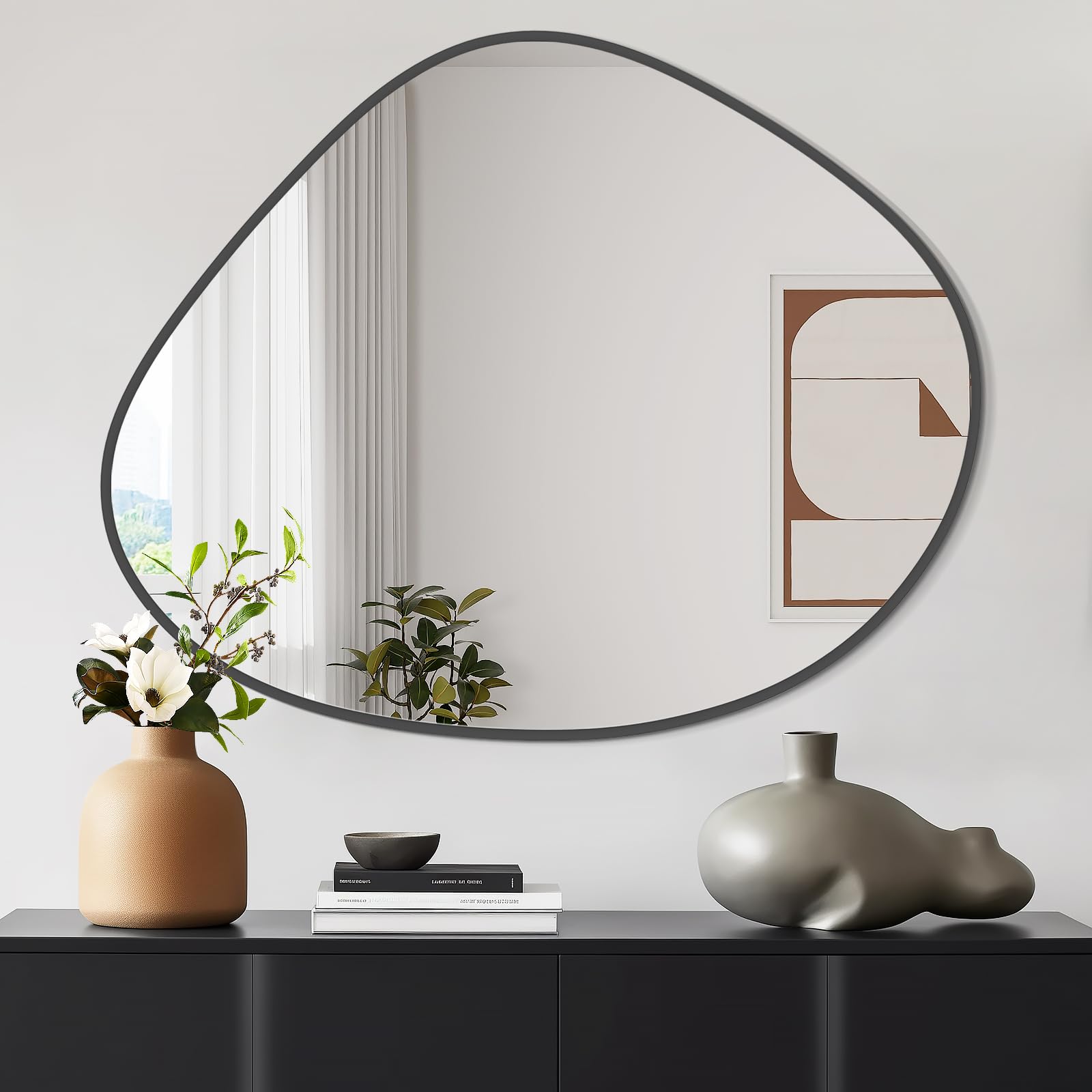 WallBeyond Asymmetrical Mirror, Irregular Mirror Full Length, Boho Wall Mirrors Decorative for Bedroom Living Room Entryway Hall, Mid Century Modern Decor 48" H x 22" W Gronata