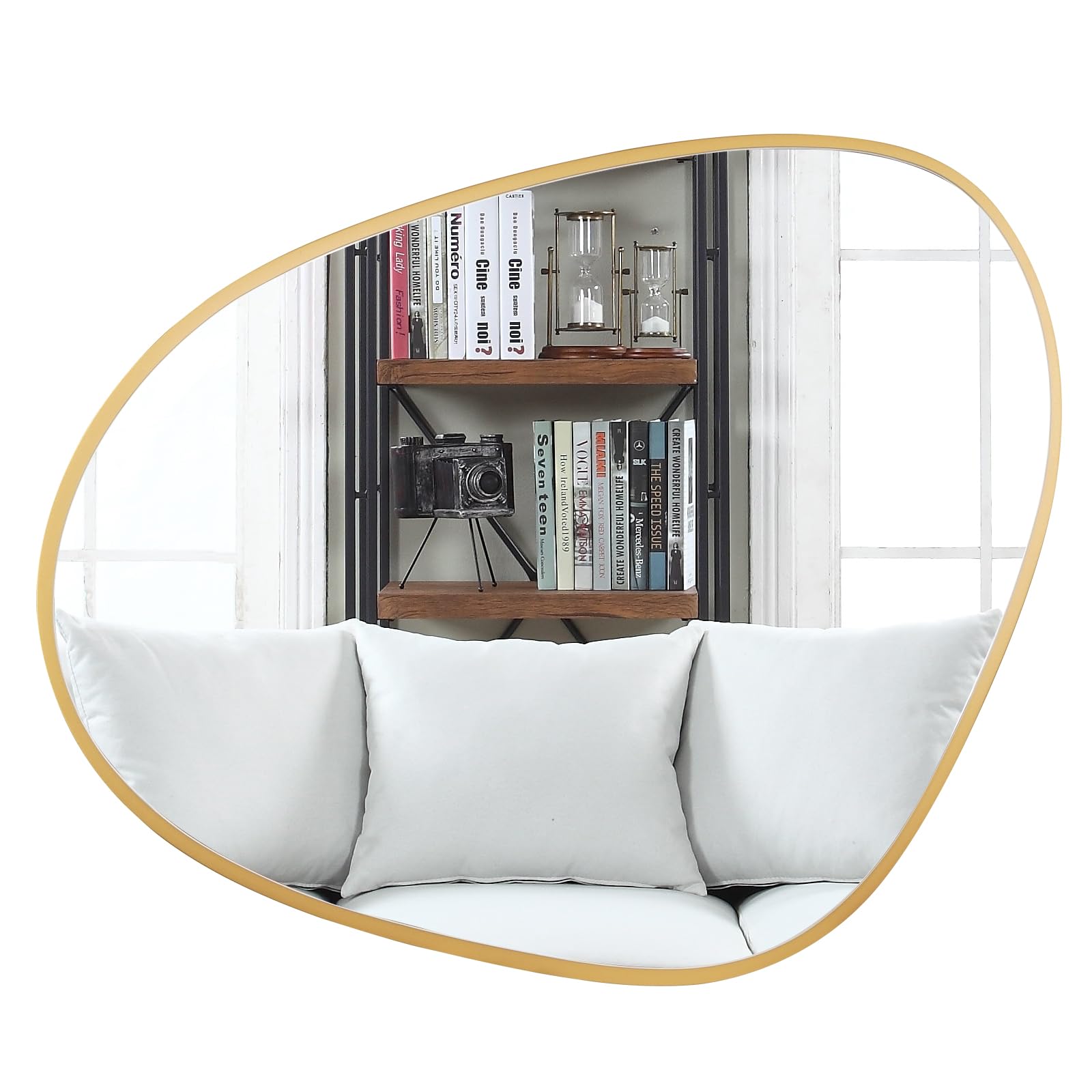 WallBeyond Asymmetrical Mirror, Irregular Mirror Full Length, Boho Wall Mirrors Decorative for Bedroom Living Room Entryway Hall, Mid Century Modern Decor 48" H x 22" W Gronata