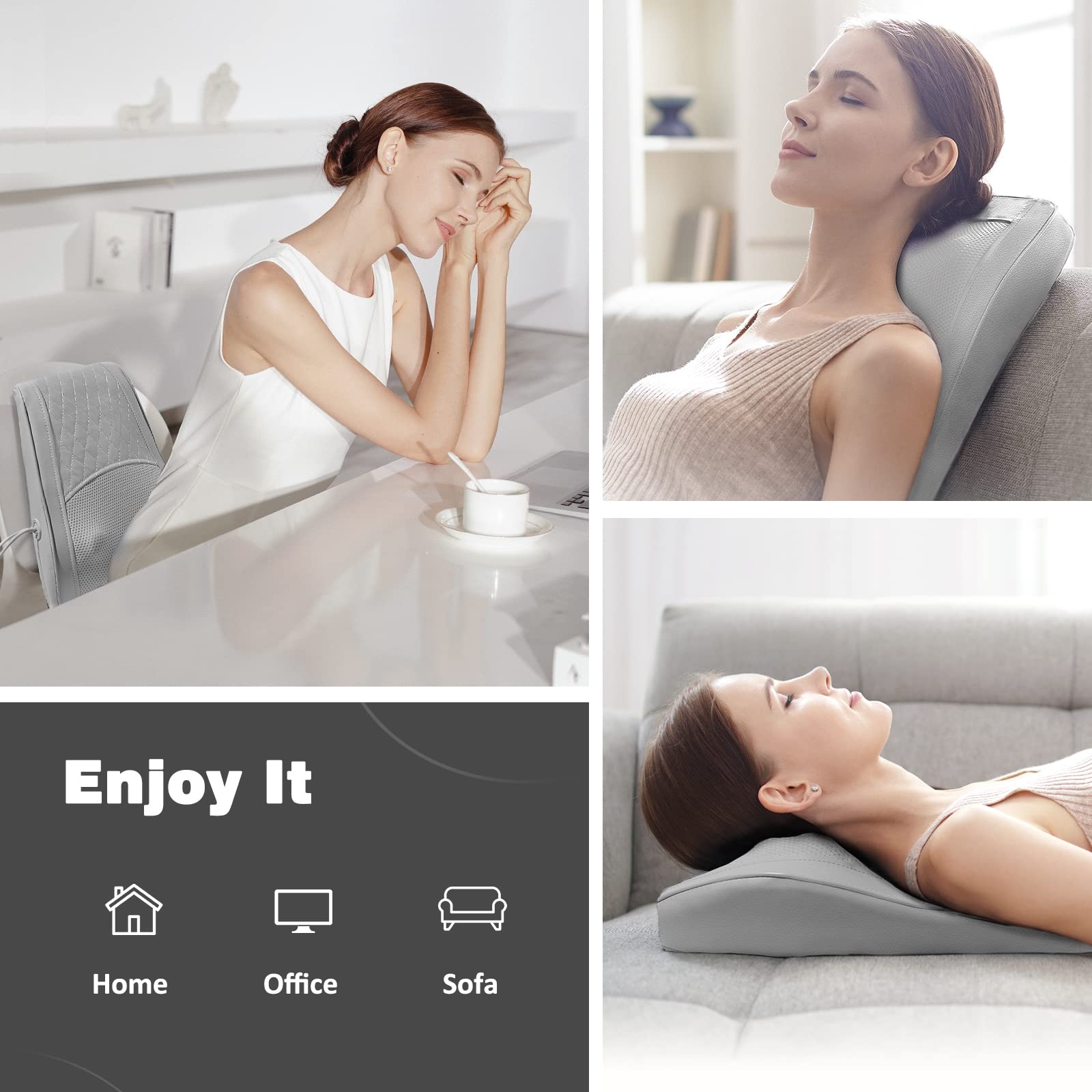 Boriwat Back Massager with Heat, 3D Kneading Massage Pillow for Back, Neck, Shoulder, Leg Pain Relief Deep Tissue, Gifts for Women Men Mom Dad Gronata