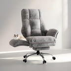 Big and Tall Office Chair, Flip Armrests for Pets & Cross Legged Sitting, Executive Ergonomic Computer Gaming Chair with Foot Rest, Teddy Fleece Wide Seat Reclining Desk Chair, White Vanity Chair Gronata