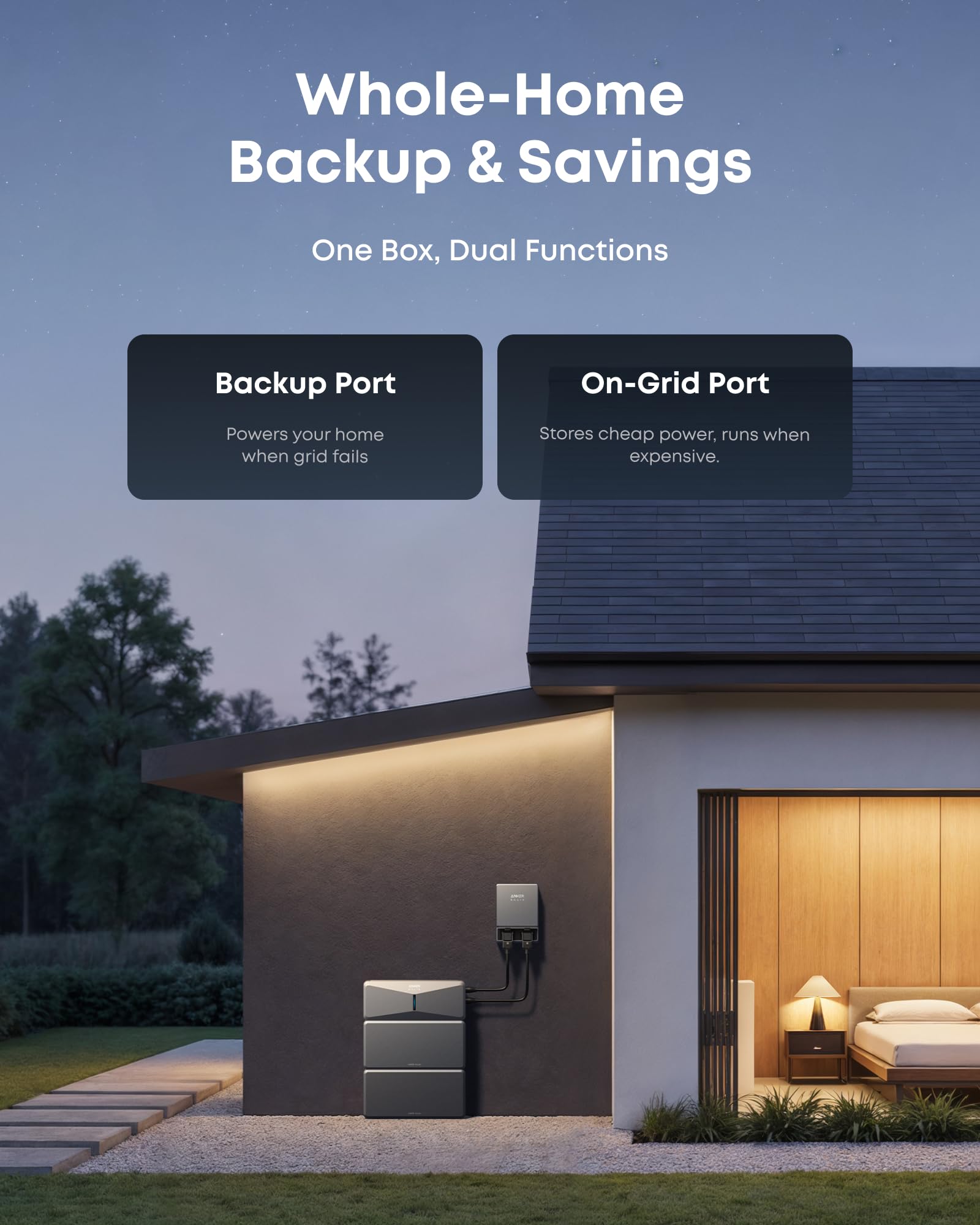 Anker SOLIX Smart Inlet Box, Manual Whole-Home Backup with Smart Daily Savings for E10, Reduce Up to 80% Bills, NEMA 3R Weatherproof, Plug & Play, Storm Guard Mode Gronata
