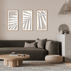 IARTTOP Large Boho Mid-century Modern Wood Wall Art 16x32 Inch Framed Green Abstract Leaf Wooden Wall Decor Bohemian Minimalist Geometric Wall Art Decor for Bedroom Living Room Office Set of 3 Gronata