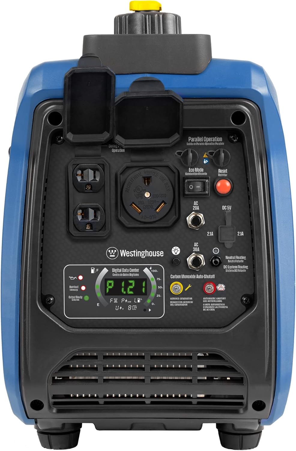 Westinghouse 2550 Peak Watt Super Quiet & Lightweight Portable Inverter Generator, RV Ready 30A Outlet, Gas Powered, CO Sensor, Parallel Capable, Long Run Time,Blue Gronata