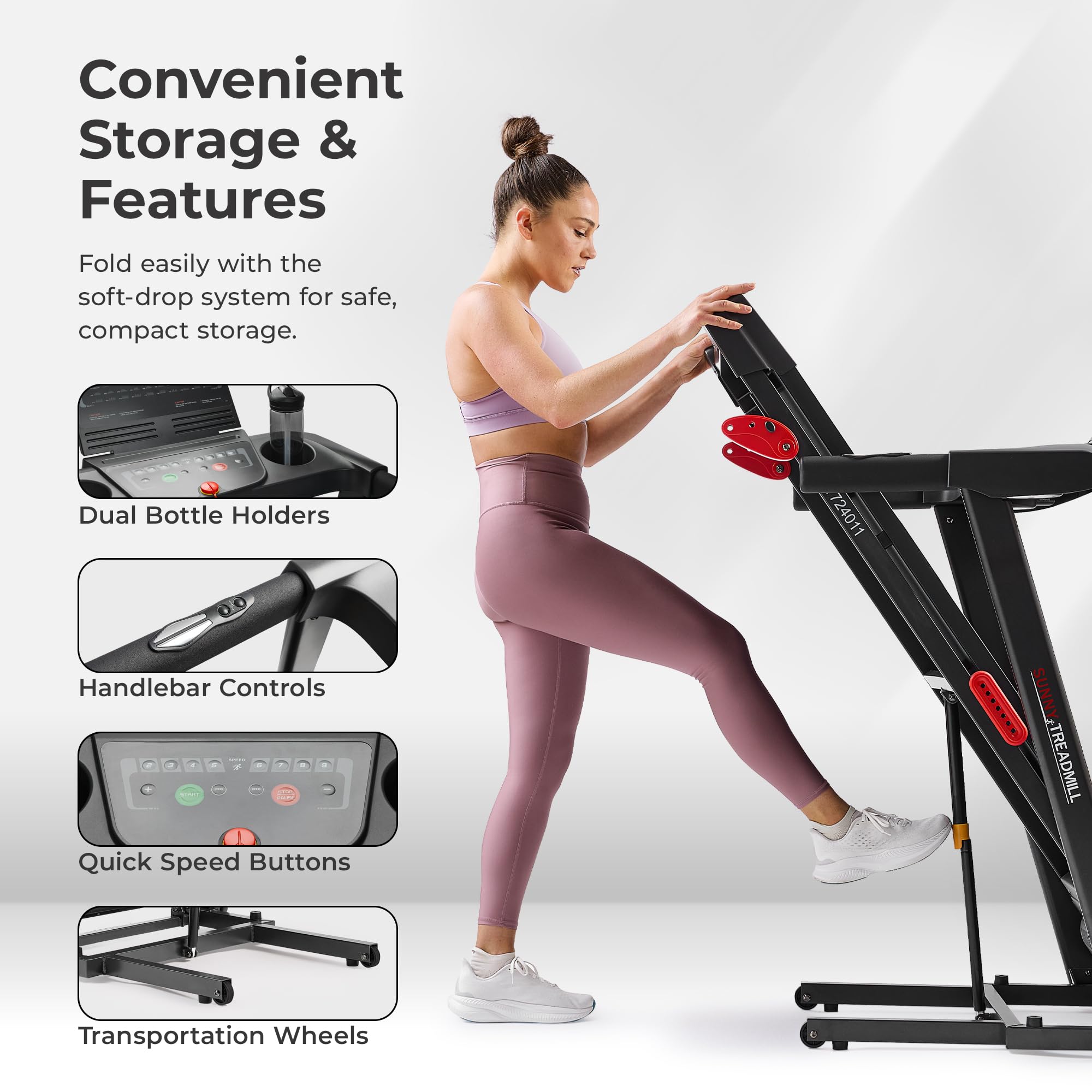 Sunny Health & Fitness Active 400 Smart Auto Incline Treadmill – Foldable Running Machine w/Bluetooth, Wi-Fi, 12% Incline, Shock Absorption & SunnyFit Fitness App - SF-T724012 Gronata