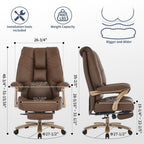 EXCEBET Big and Tall Executive Office Chair with Footrest, 400LBS Capacity Ergonomic High-Back Desk Office Chair with Lumbar Support, Padded Armrests & Thick Cushion, White PU Leather Chairs Gronata