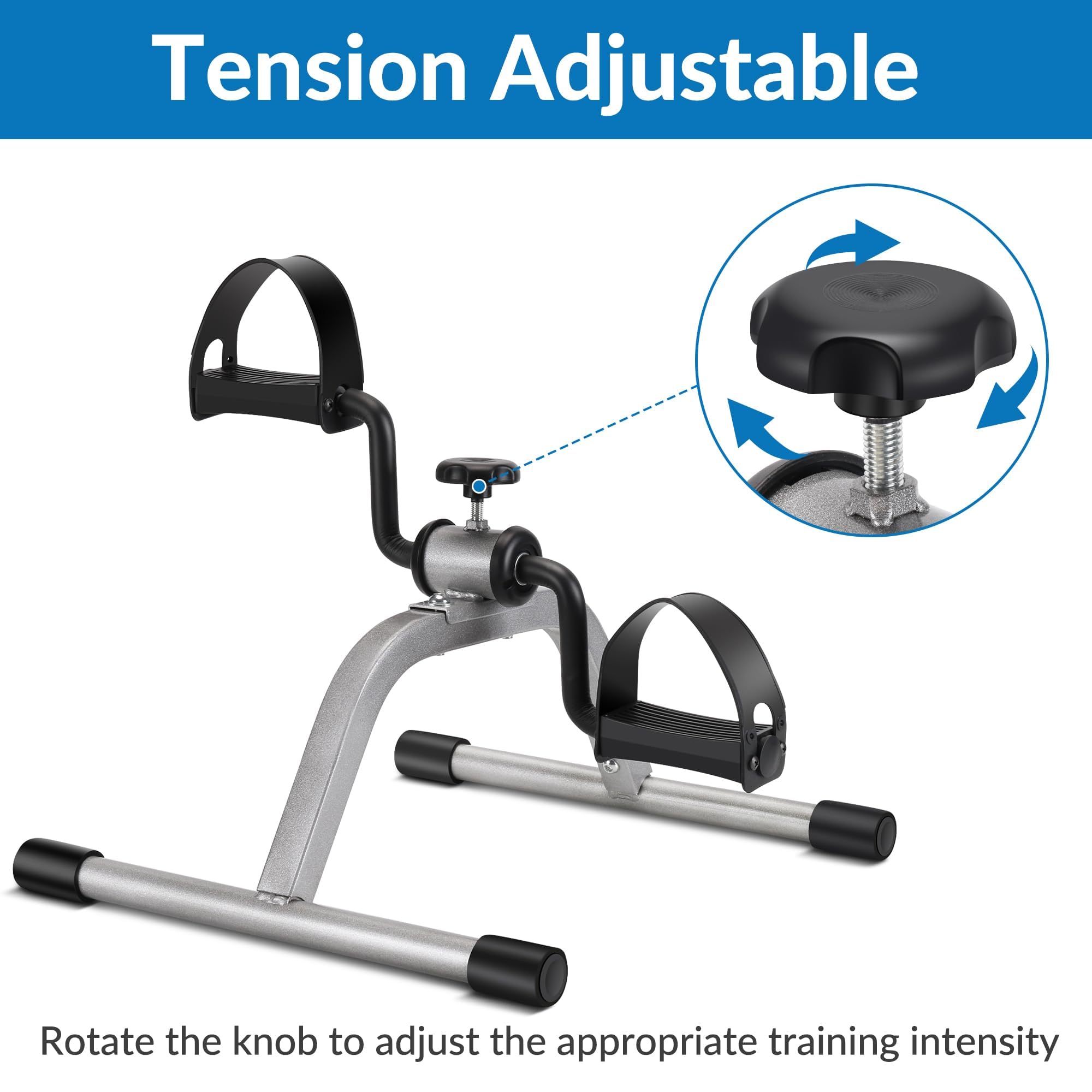 RYGEO Pedal Exerciser Mini Exercise Bike for Leg and Arm Recovery Exercise Lightweight and Portable Floor Bike(Silver) Gronata