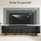 OneBlis 70" Mid Century Modern TV Stand, Wood TV Consoles with Sliding Doors and Power Outlet, Entertainment Center with Adjustable Shelves, Fluted TV Stands for Living Room, Walnut Gronata
