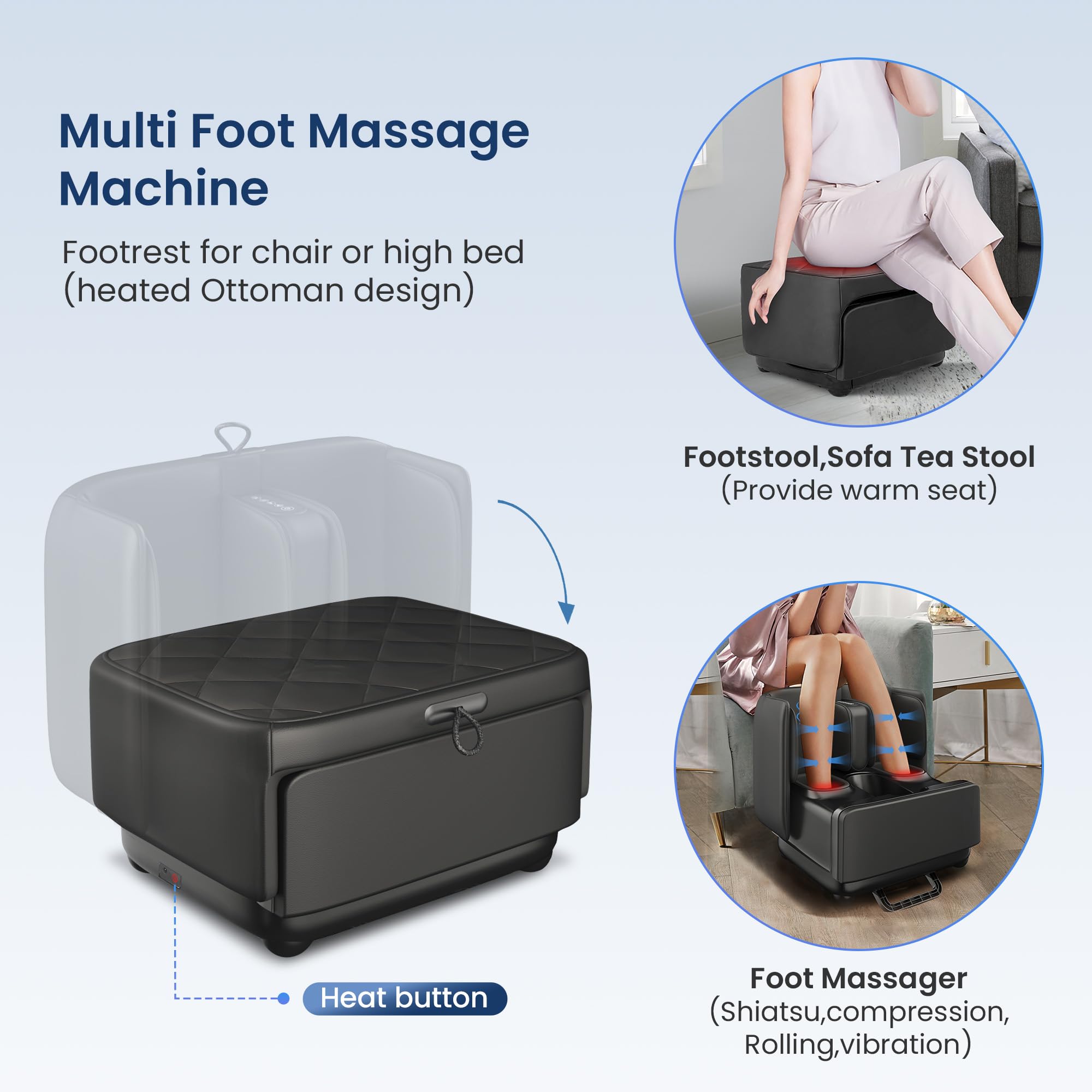 COMFIER 2 in 1 FSA Foot Massager Machine,HSA Shiatsu Foot and Calf Massager with Heat,Kneading,Vibration,Compression Massagers for Feet Health,Plantar Fasclitis,Father‘s Day Gift for Dad Gronata