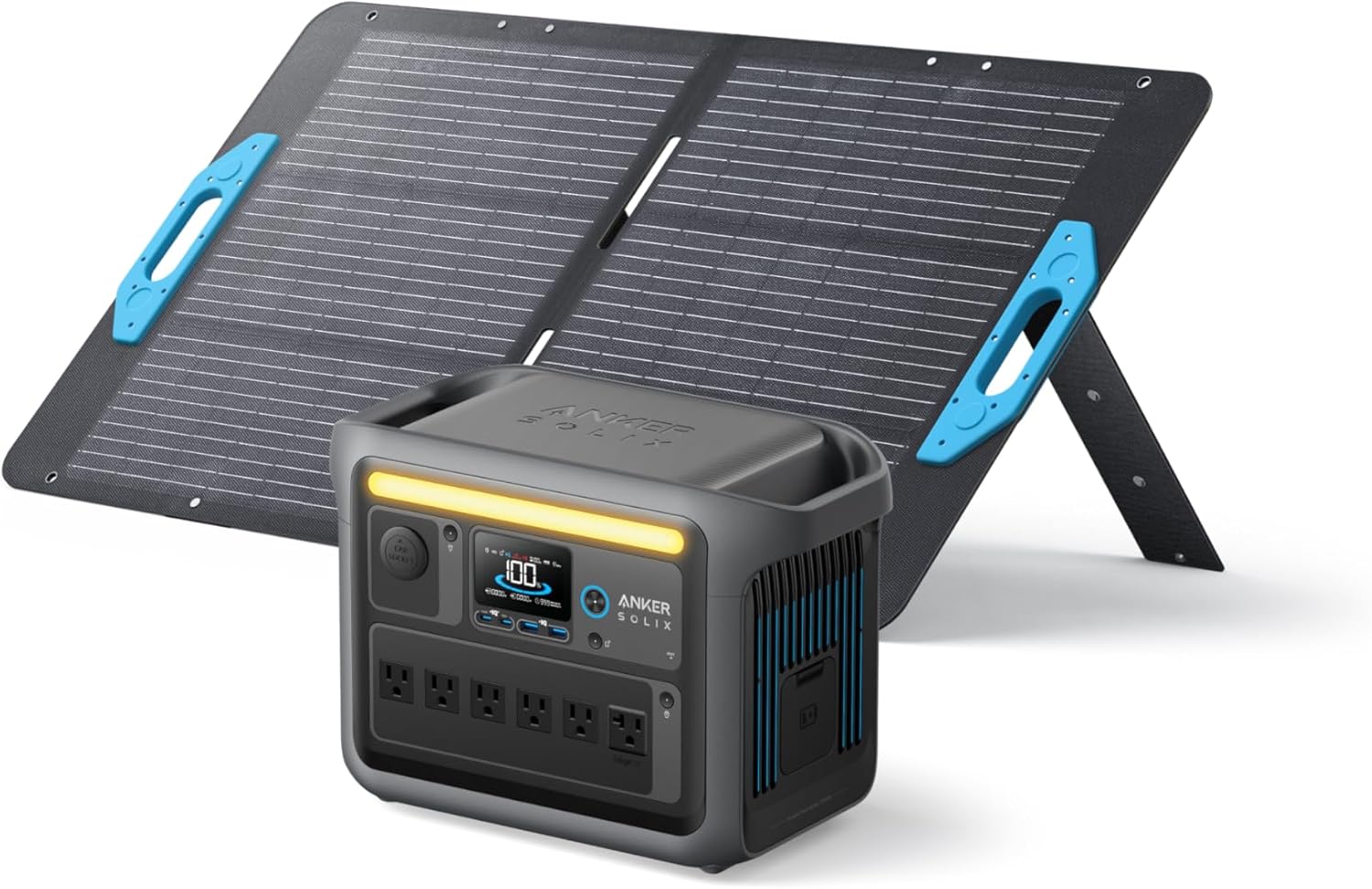 Anker SOLIX C1000 Portable Power Station with 100W Solar Panel, 1800W Solar Generator, 1056wh LFP (LiFePO4) Battery, 6 AC Outlets, Up to 2400W for Home, Power Outages, and Outdoor Camping Gronata