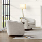 CHITA Swivel Accent Chair, Fully Assembled Fabric Barrel Armchair with FSC Certified Upholstered for Living Room, Bedroom and Office, Cream Gronata