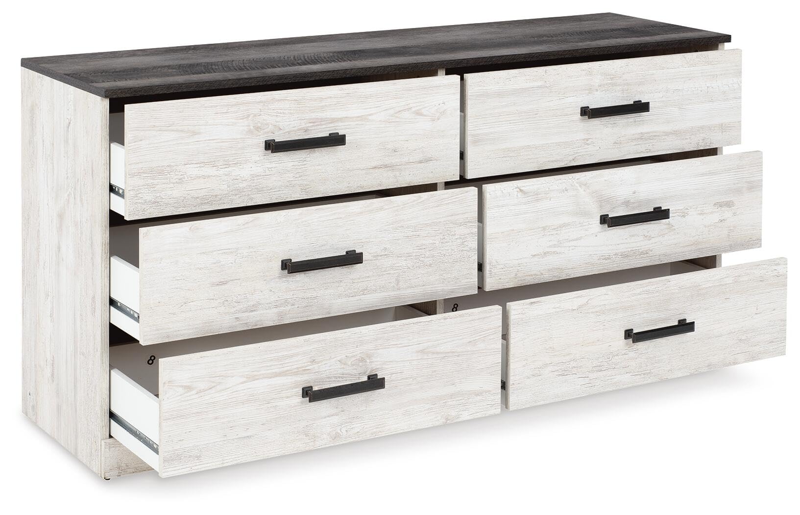 Signature Design by Ashley Shawburn Rustic 5 Drawer Chest of Smooth-Gliding Drawers and Safety Stop, White & Gray Gronata