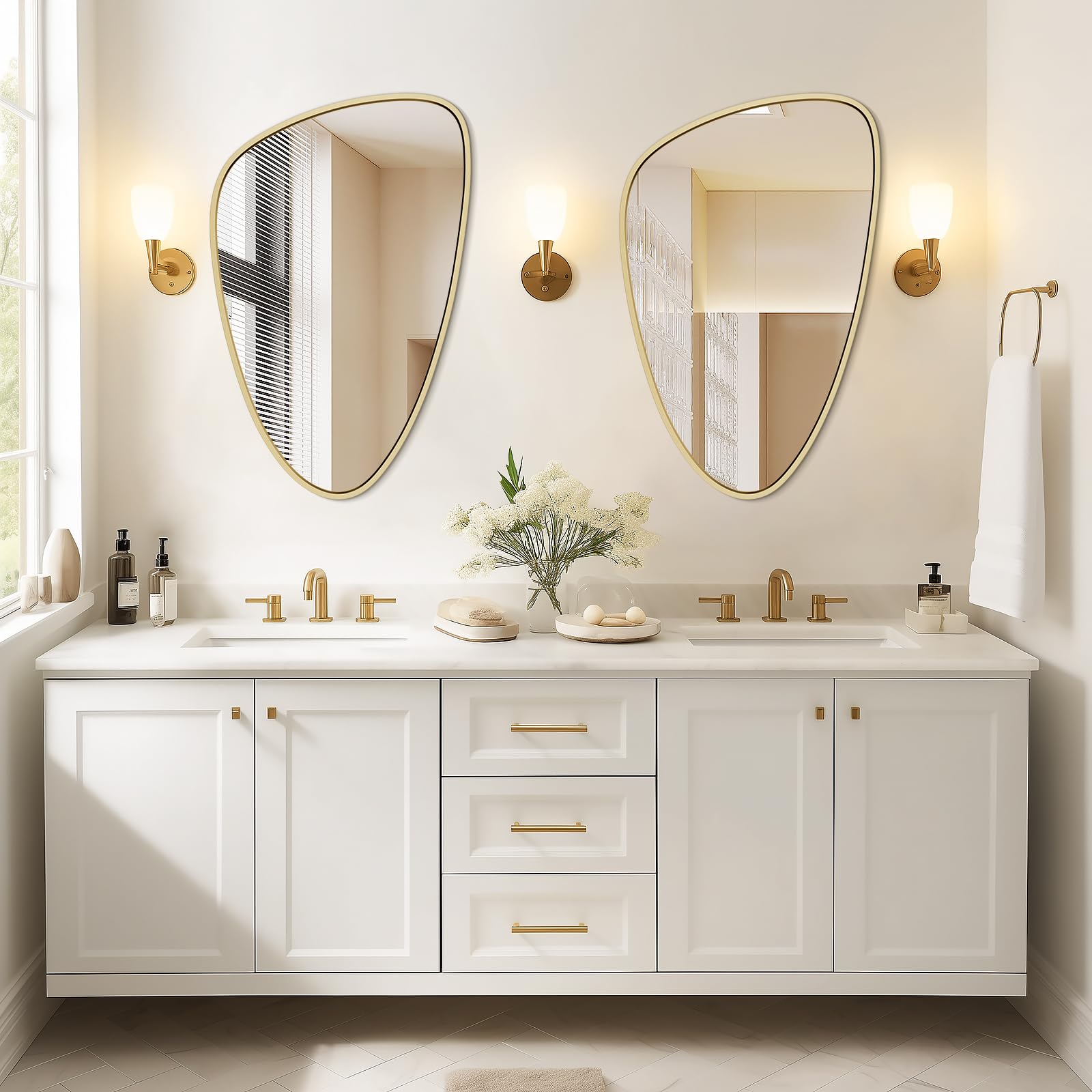WallBeyond Asymmetrical Mirror, Irregular Mirror Full Length, Boho Wall Mirrors Decorative for Bedroom Living Room Entryway Hall, Mid Century Modern Decor 48" H x 22" W Gronata