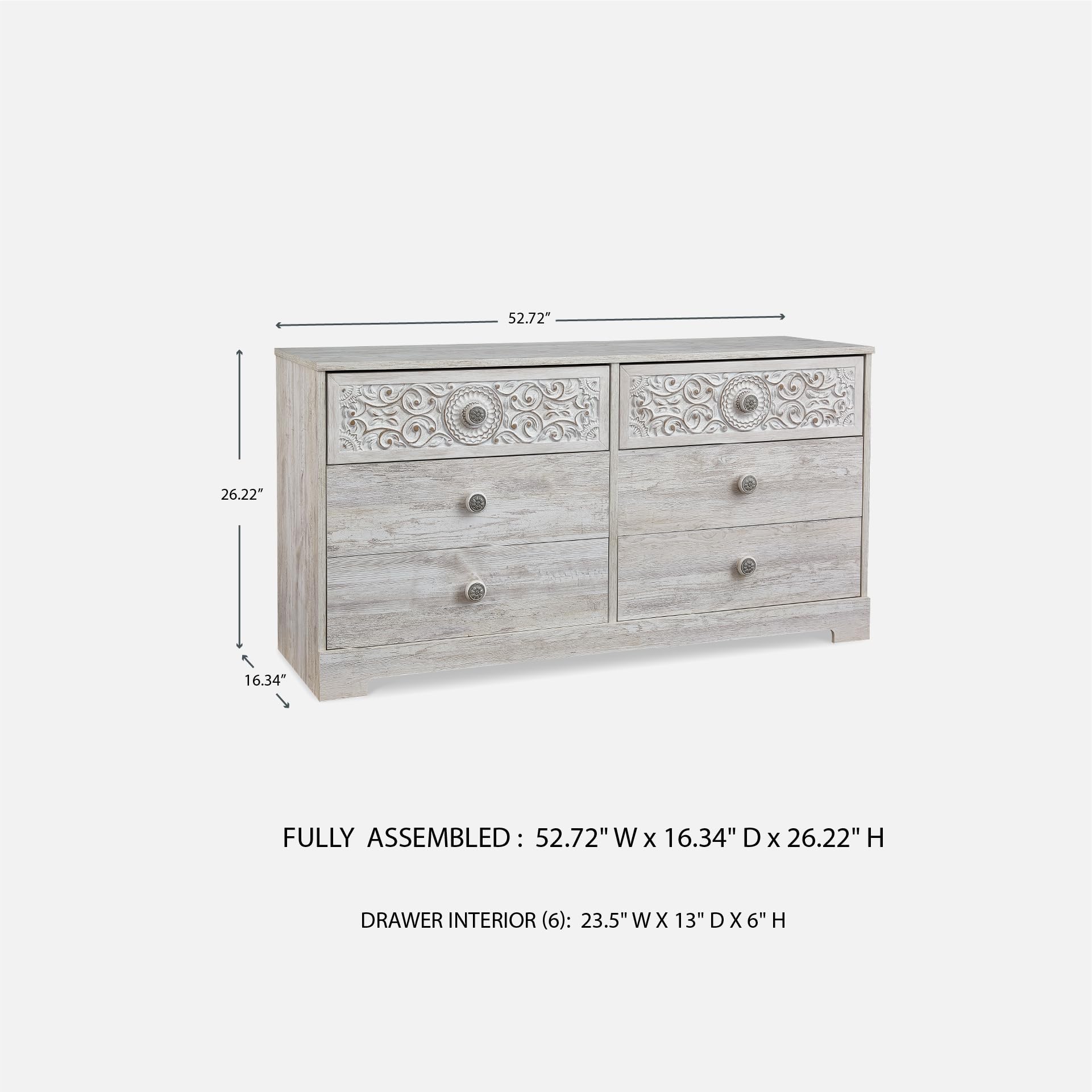 Signature Design by Ashley Shawburn Rustic 5 Drawer Chest of Smooth-Gliding Drawers and Safety Stop, White & Gray Gronata