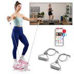 Sunny Health & Fitness Mini Steppers for Exercise at Home, Stair Step Workout Machine with Resistance Bands, Full Body Cardio Equipment with Digital Monitor - No. 012 -S Gronata