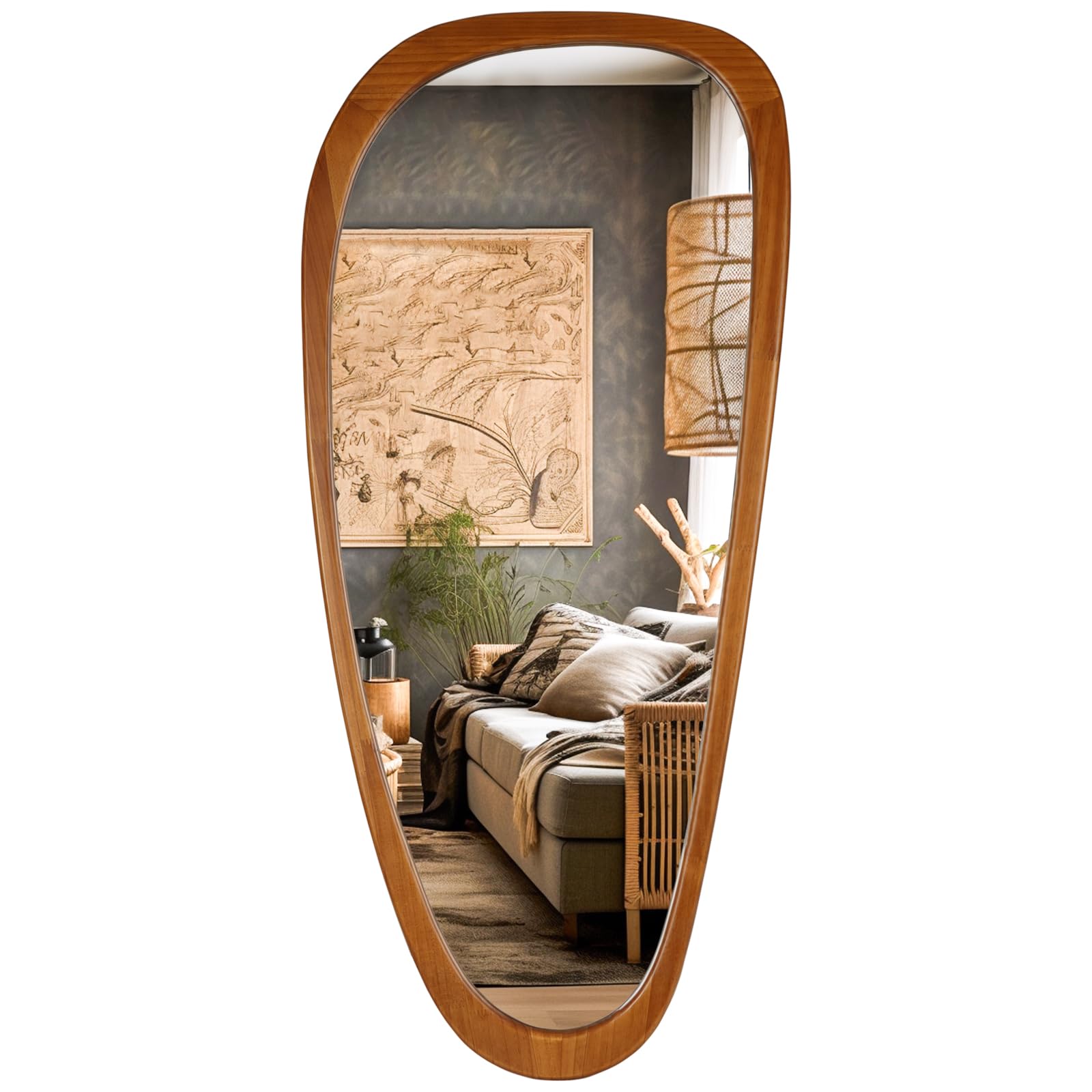 WallBeyond Asymmetrical Mirror, Irregular Mirror Full Length, Boho Wall Mirrors Decorative for Bedroom Living Room Entryway Hall, Mid Century Modern Decor 48" H x 22" W Gronata