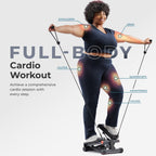Sunny Health & Fitness Mini Steppers for Exercise at Home, Stair Step Workout Machine with Resistance Bands, Full Body Cardio Equipment with Digital Monitor - No. 012 -S Gronata