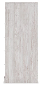 Signature Design by Ashley Shawburn Rustic 5 Drawer Chest of Smooth-Gliding Drawers and Safety Stop, White & Gray Gronata