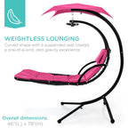 Best Choice Products Outdoor Hanging Curved Steel Chaise Lounge Chair Swing w/Built-in Pillow and Removable Canopy - Navy Blue Gronata