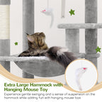 Globlazer Heavy Duty Cat Tree, 70 inch Sturdy Cat Tree for Indoor Cats Extra Large Cat Tower with Scratching Post, Hammock, Cat Condo for Adult Cats Kittens, F70 Pro, Light Grey Gronata