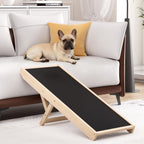 Chuiendi Dog Ramp for High Bed, Couch, Car, Pet Ramps 55.12" Long Adjustable 19.3"-27.17" Wooden Dog Step with Anti-slip Rubber Mat & Safety Side Rails for Small Medium Large Older Pets, up to 250 lbs Gronata