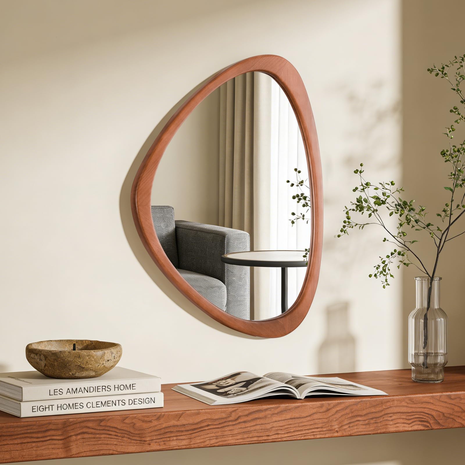 WallBeyond Asymmetrical Mirror, Irregular Mirror Full Length, Boho Wall Mirrors Decorative for Bedroom Living Room Entryway Hall, Mid Century Modern Decor 48" H x 22" W Gronata