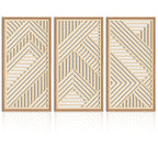 IARTTOP Large Boho Mid-century Modern Wood Wall Art 16x32 Inch Framed Green Abstract Leaf Wooden Wall Decor Bohemian Minimalist Geometric Wall Art Decor for Bedroom Living Room Office Set of 3 Gronata