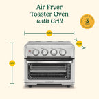 Cuisinart Air Fryer Toaster Oven, 1800W, 8-in-1 with Air Fry, Convection, Broil & Warm, 0.6 Cubic Feet, 60-Minute Timer, TOA-70NAS, Stainless Steel Gronata