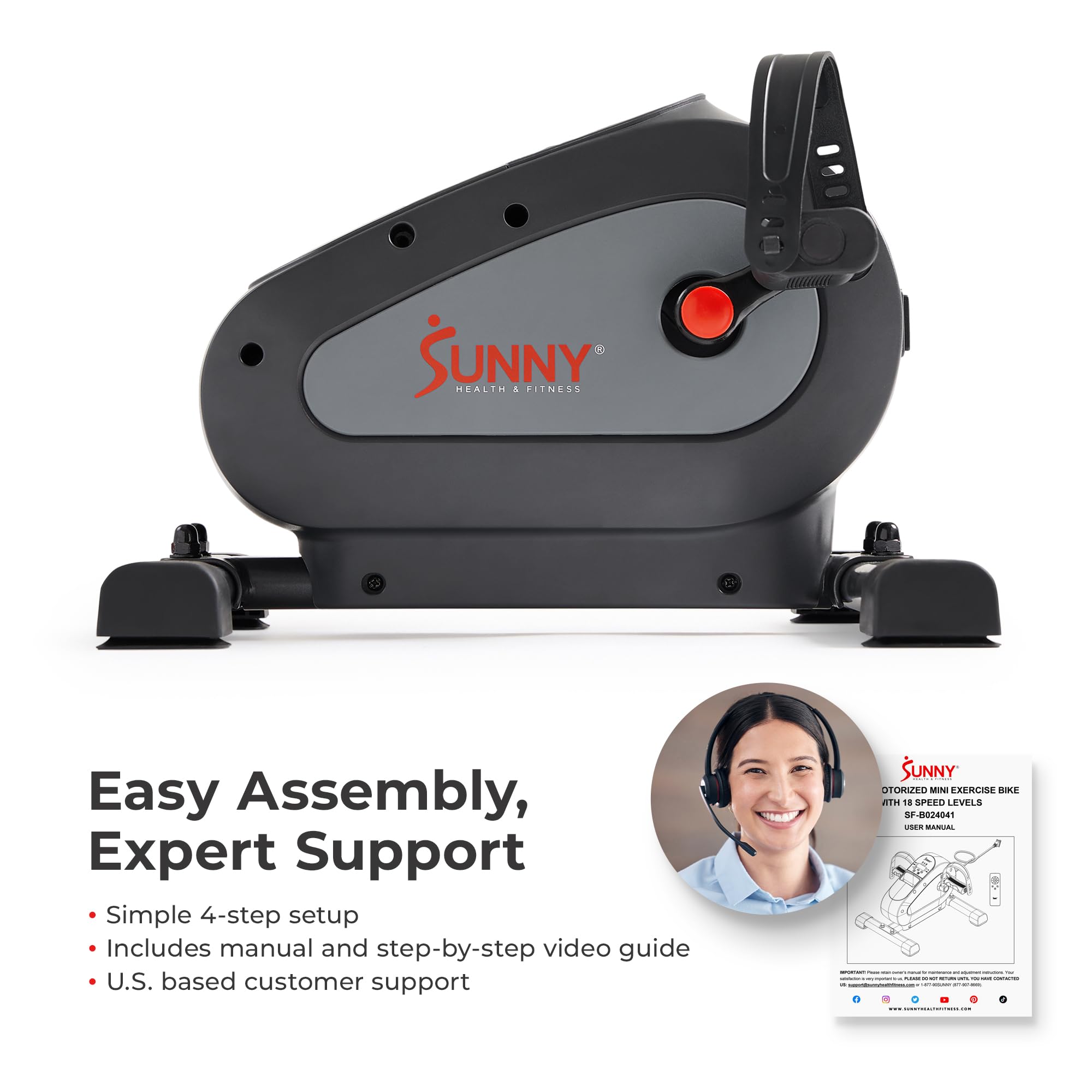 Sunny Health & Fitness Dual Function Smart Motorized Mini Bike Trainer, Under Desk Exercise Machine for Senior Training, Arm/Leg Cardio Cycle Workout, Free SunnyFit App Bluetooth Link-SF-B020029SMART Gronata