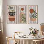 IARTTOP Large Boho Mid-century Modern Wood Wall Art 16x32 Inch Framed Green Abstract Leaf Wooden Wall Decor Bohemian Minimalist Geometric Wall Art Decor for Bedroom Living Room Office Set of 3 Gronata