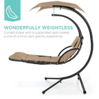 Best Choice Products Outdoor Hanging Curved Steel Chaise Lounge Chair Swing w/Built-in Pillow and Removable Canopy - Navy Blue Gronata