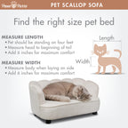 Paws & Purrs Retro Scalloped Back Sofa Style Pet Bed, Dog & Cat Couch with Tufted Cushion & Armrest, Stylish Indoor Pet Furniture, Sage Gronata