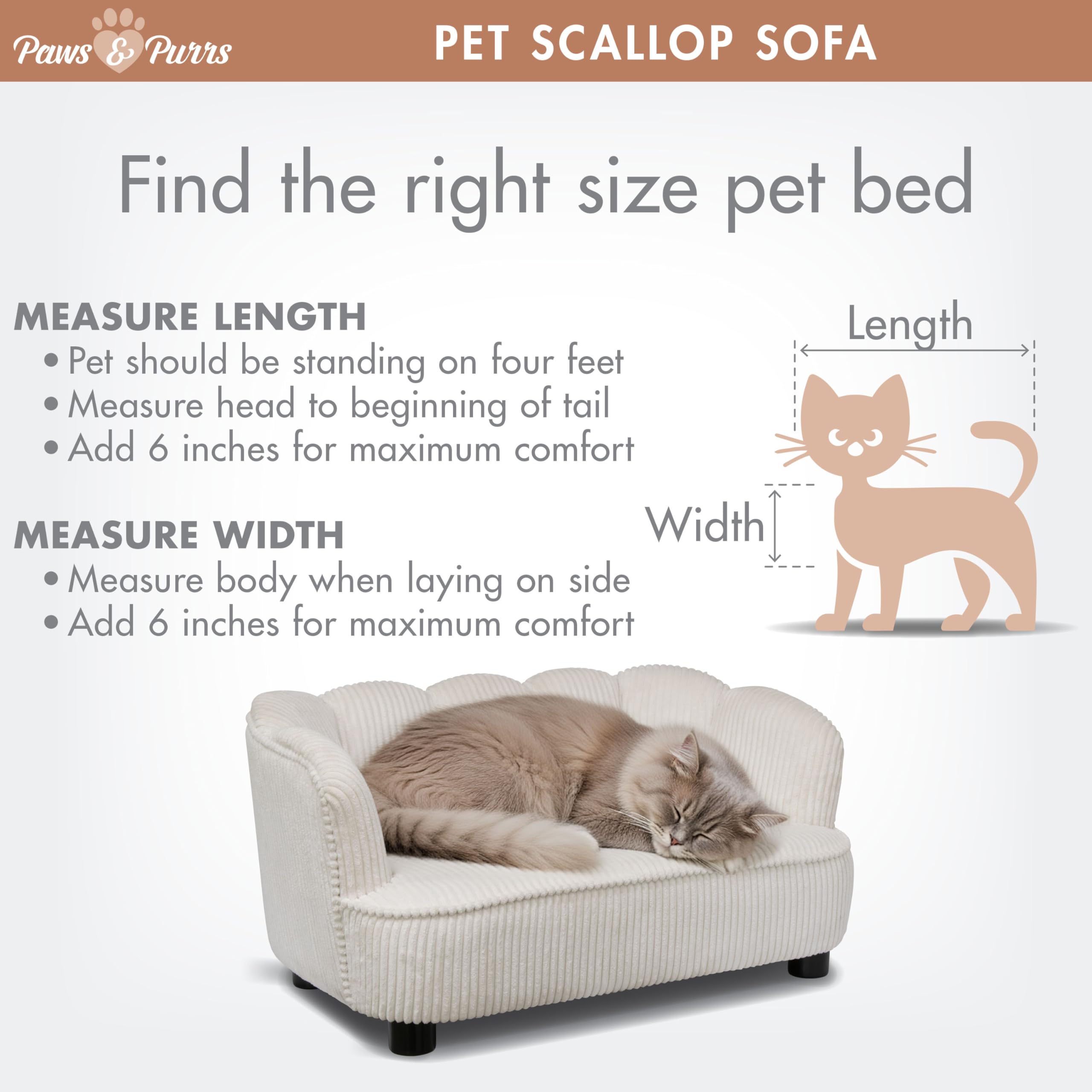 Paws & Purrs Retro Scalloped Back Sofa Style Pet Bed, Dog & Cat Couch with Tufted Cushion & Armrest, Stylish Indoor Pet Furniture, Sage Gronata
