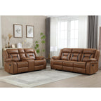 EBELLO Faux Leather Recliner Sofa Furniture Set for Living Room, 2 Recliner Chairs, 3 Seat Reclining Sofa Couch Set for Meeting Room, Brown Gronata