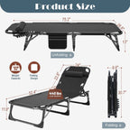 DoCred Heavy Duty Chaise Lounge Chair, Adjustable 5-Position Folding Chaise Lounge Chairs for Outside, Portable Lay Flat Beach Lounge Chair for Outdoor Sunbathing Beach Pool Lawn Camping Gronata