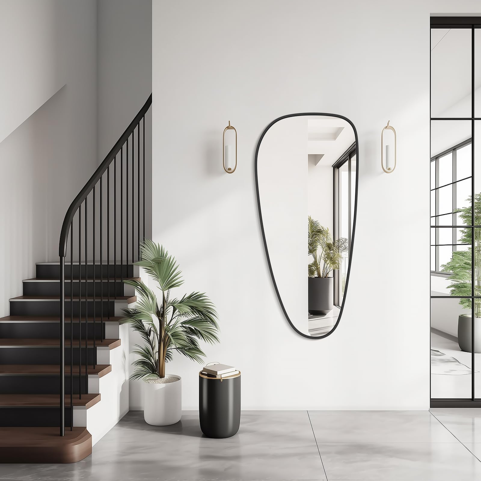WallBeyond Asymmetrical Mirror, Irregular Mirror Full Length, Boho Wall Mirrors Decorative for Bedroom Living Room Entryway Hall, Mid Century Modern Decor 48" H x 22" W Gronata
