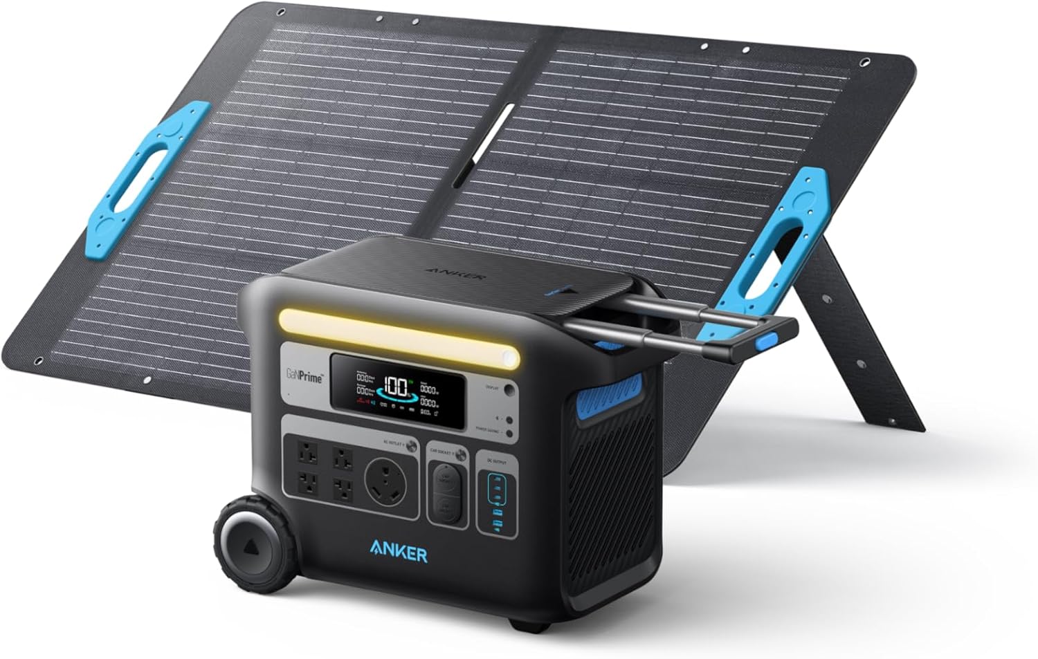 Anker SOLIX F2000 Portable Power Station, Powerhouse 767, 2048Wh GaNPrime Solar Generator with 100W Solar Panel, LiFePO4 Batteries, 4 AC Outlets Up to 2400W for Home, Power Outage, Outdoor Camping Gronata