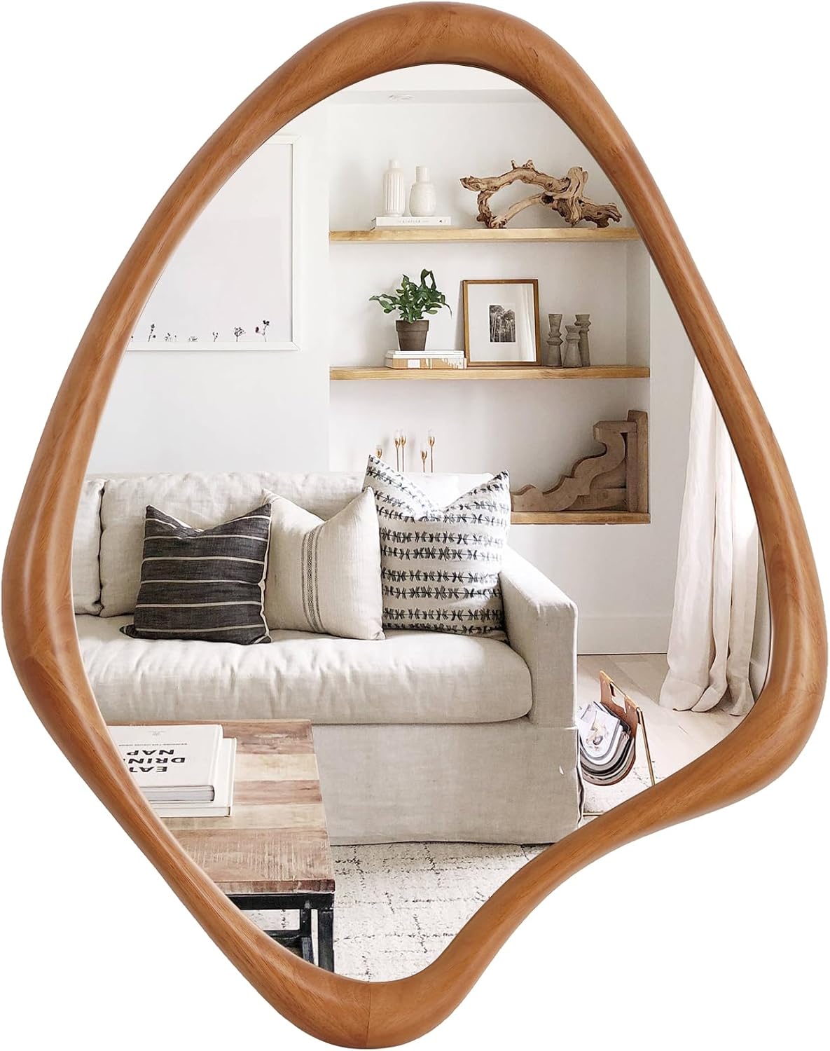 WallBeyond Asymmetrical Mirror, Irregular Mirror Full Length, Boho Wall Mirrors Decorative for Bedroom Living Room Entryway Hall, Mid Century Modern Decor 48" H x 22" W Gronata