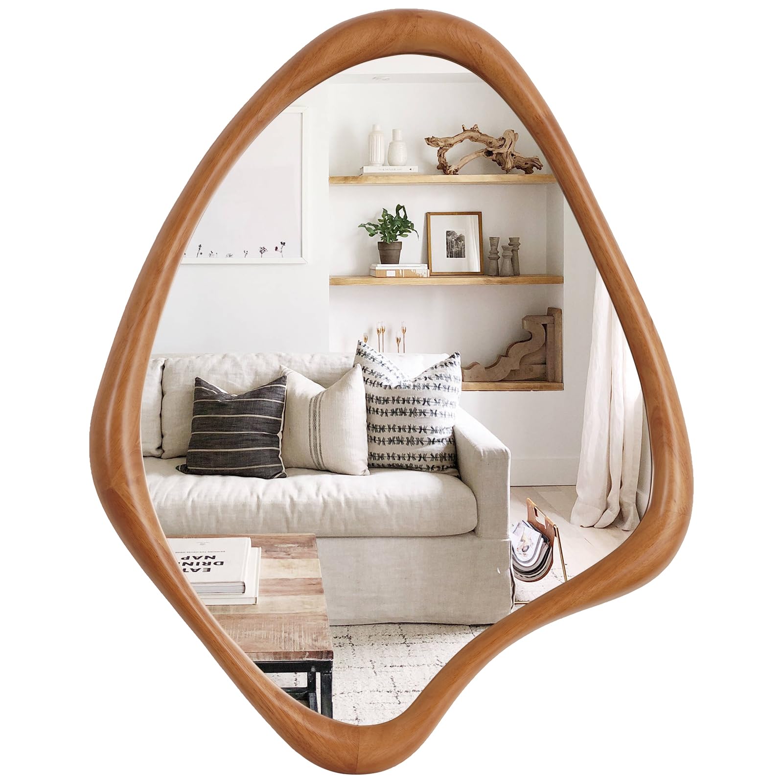 WallBeyond Asymmetrical Mirror, Irregular Mirror Full Length, Boho Wall Mirrors Decorative for Bedroom Living Room Entryway Hall, Mid Century Modern Decor 48" H x 22" W Gronata