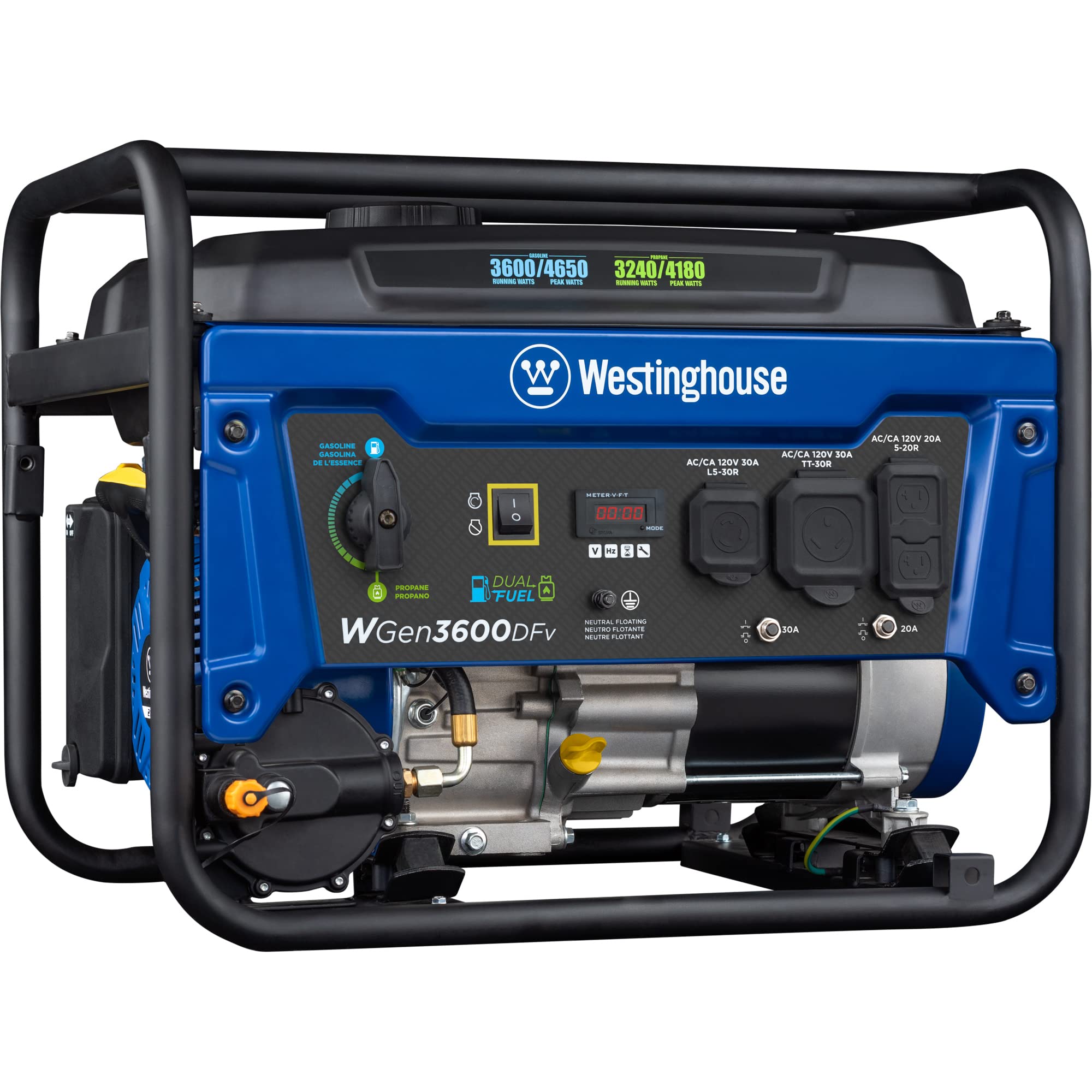 Westinghouse 4650 Peak Watt Portable Generator, RV Ready 30A Outlet, Wheel & Handle Kit, Gas Powered, CO Sensor Gronata